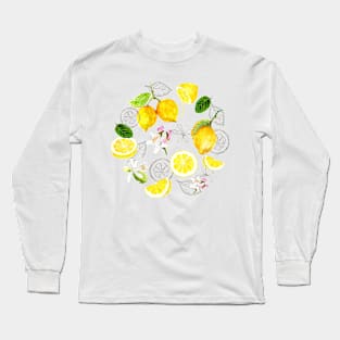 Hand painted lemon blossom design Long Sleeve T-Shirt